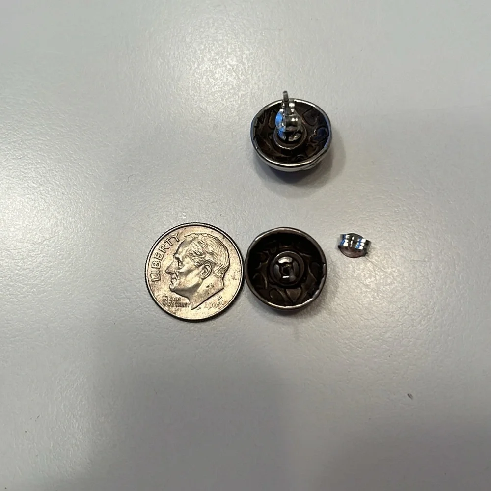 Brighton Stud Earrings Dome‎ Silvertone Post Backs Beeds